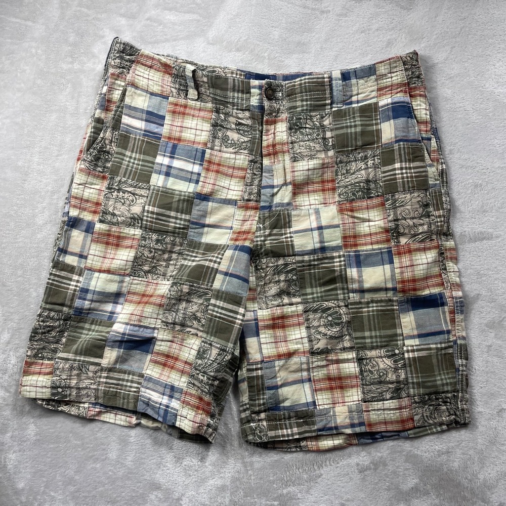 IZOD Jeans Patchwork Shorts Mens 40 Multicolor Plaid Paisley Cotton